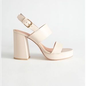 Leather Block Heeled Platform Sandals